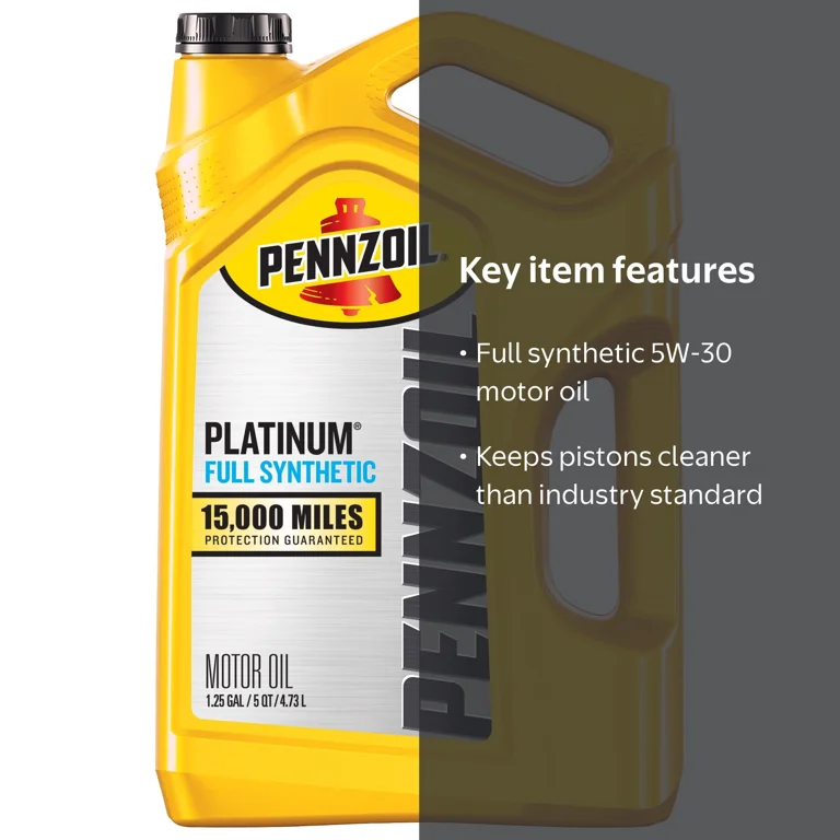 訳有品　PENNZOIL PLATINUM 5W-30 ペンズオイル5Qt Pennzoil Platinum 5W-30 Full Synthetic Automotive Motor Oil, 5