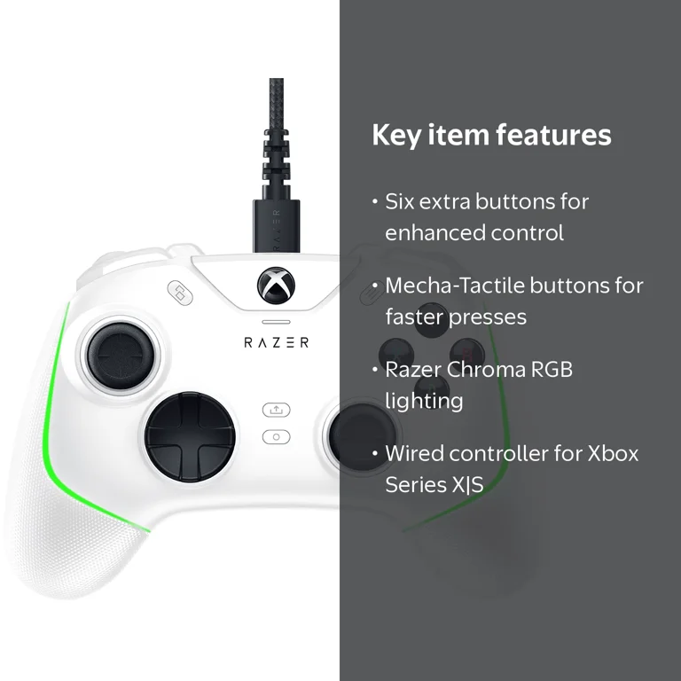 Razer, Xbox Series X|S Wired Gaming Controller White, Chroma RGB