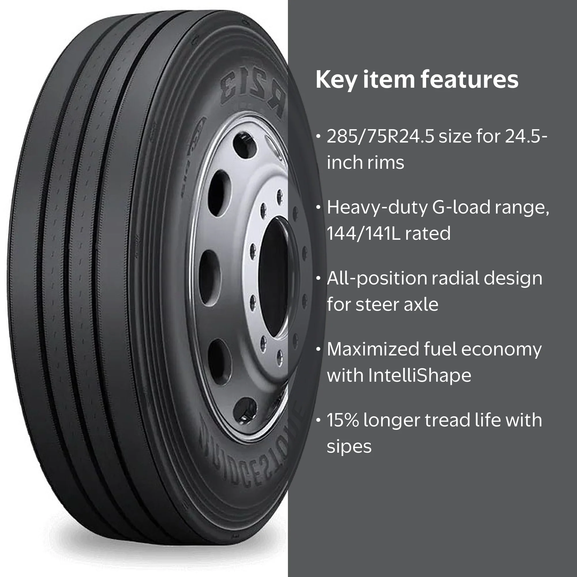 Bridgestone R213 Ecopia 285/75R24.5 144/141L G Commercial Tire