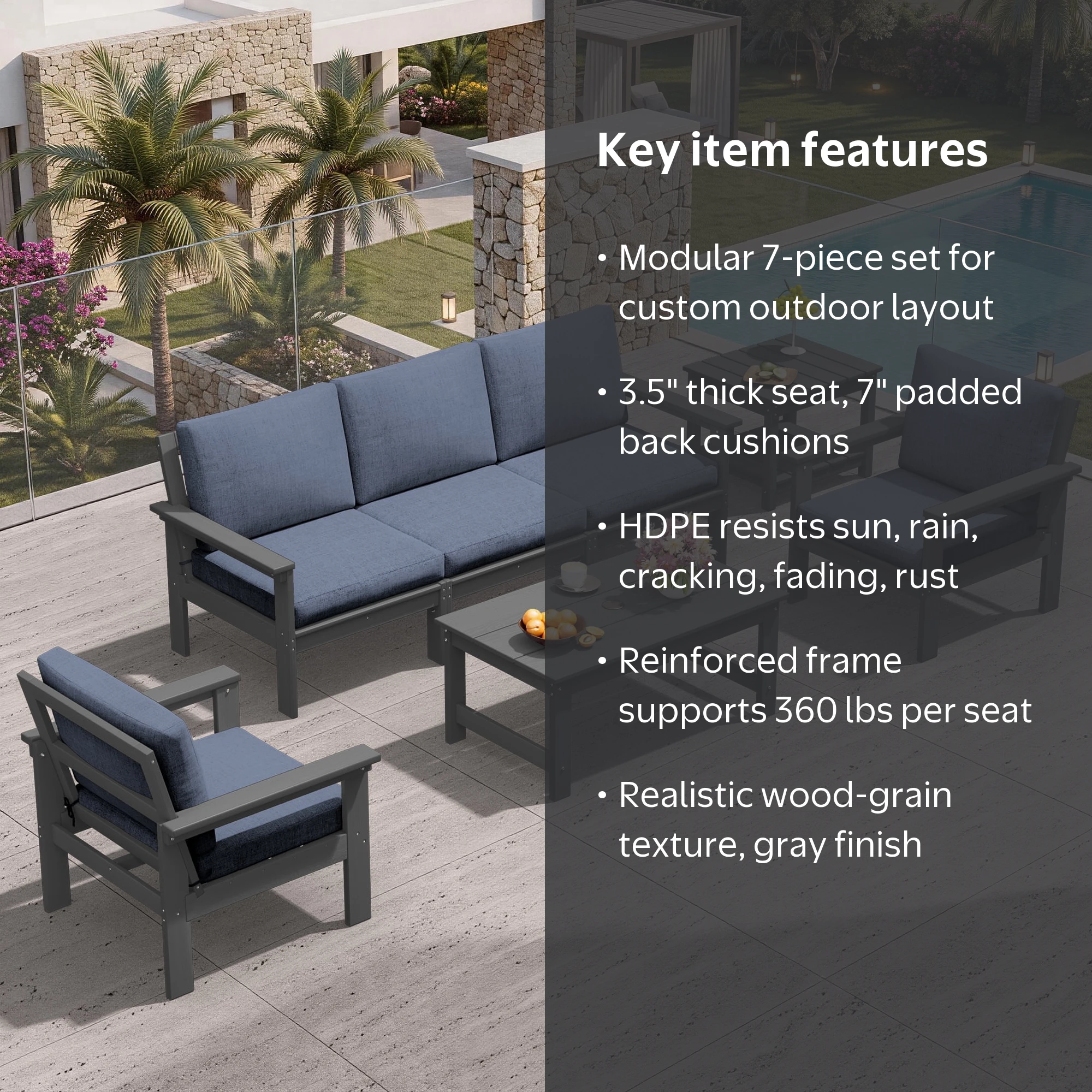 ニューユーコ！ salsation サルセーション Grey！ Sサイズ SERWALL, Outdoor Patio Furniture Set, Grey, 7-Piece - Walmart.com
