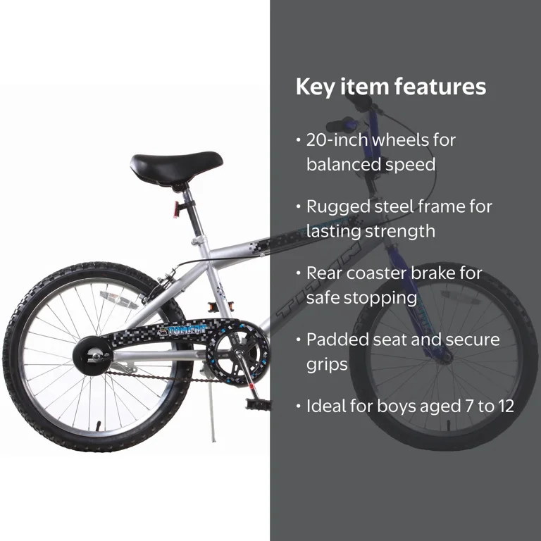 Titan Tomcat Boys BMX Bike with 20 Inch Wheels Silver Blue Coaster