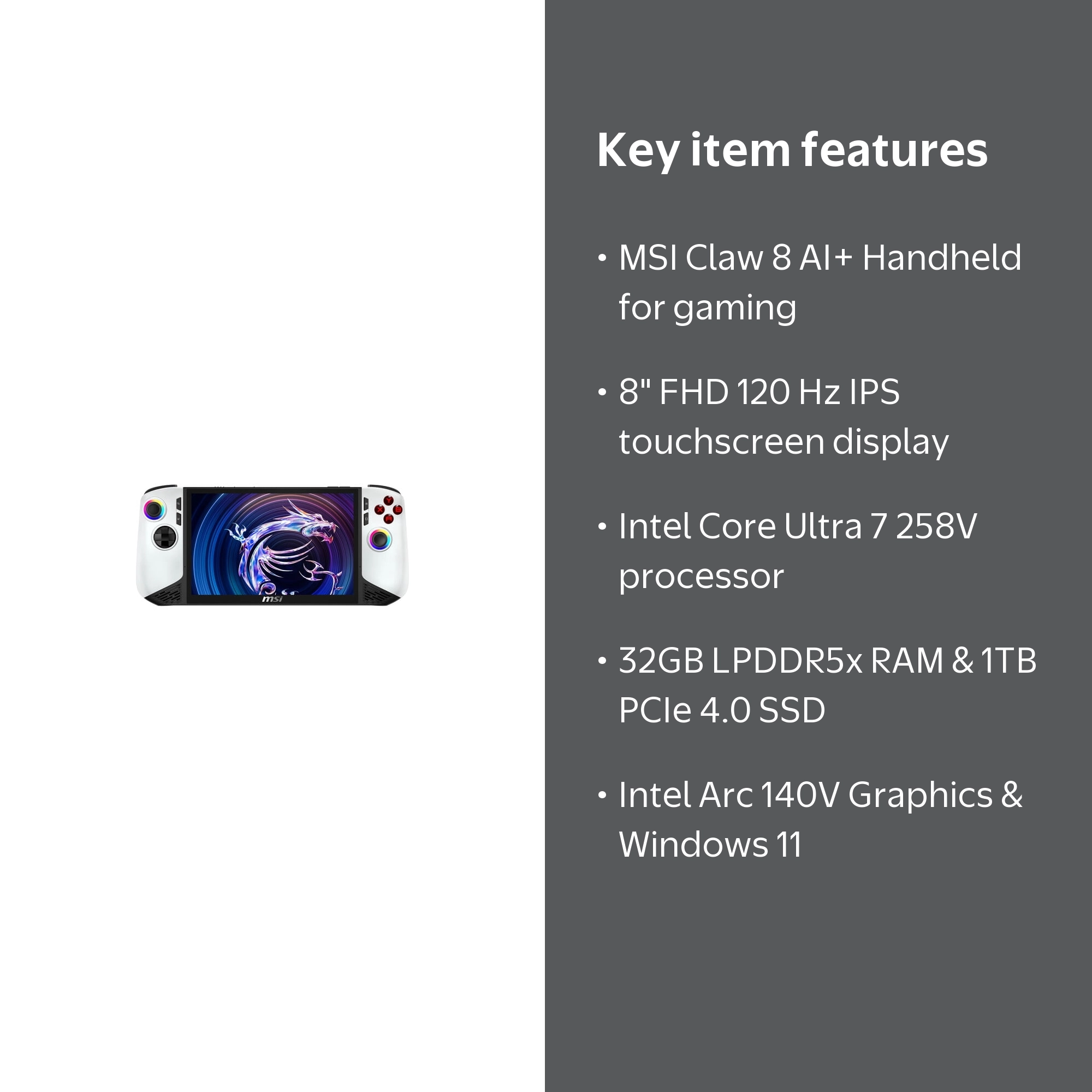 MSI Claw 8 AI+ Polar Tempest Edition Gaming Handheld 8