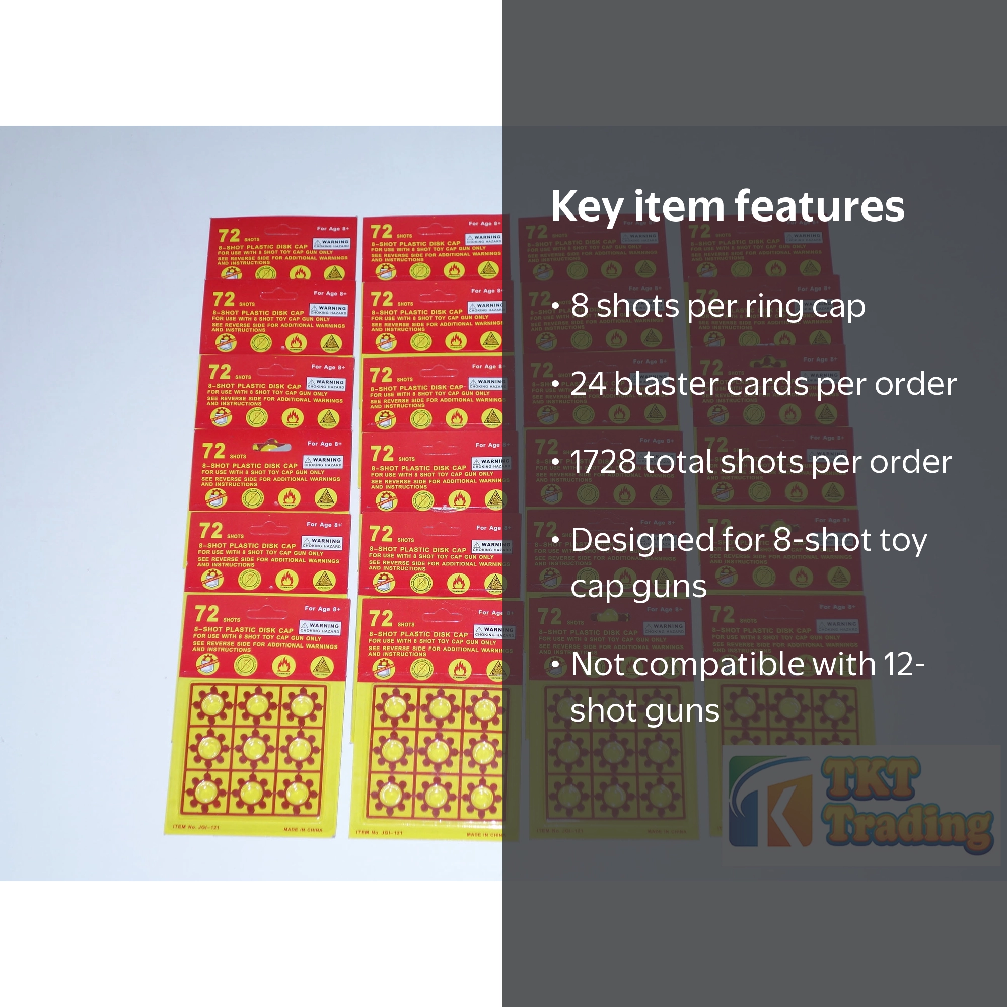 TKT Trading Ring Cap Refills, 8 Shots Circle Caps, 24 Cards, 1728