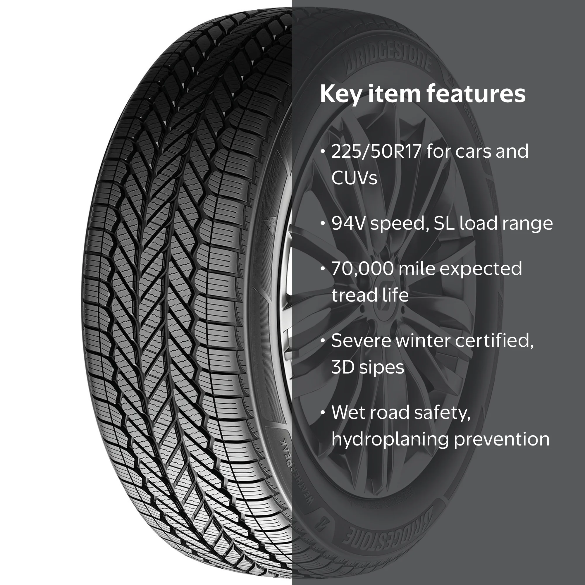 Bridgestone Weatherpeak All Weather 225/50R17 94V Passenger Tire