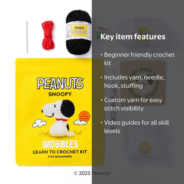 The Woobles Crochet Amigurumi Kit, Snoopy Character, Learn to