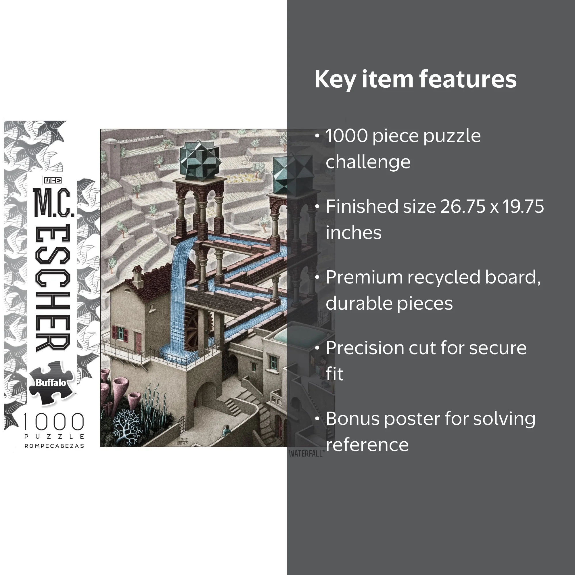 値下げ エッシャー WATERFALL パズル Buffalo Games M.C. Escher: Waterfall, 1000 Piece Jigsaw Puzzle