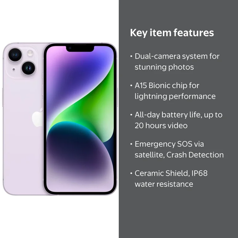 AT&T Apple iPhone 14 128GB Purple - Walmart.com