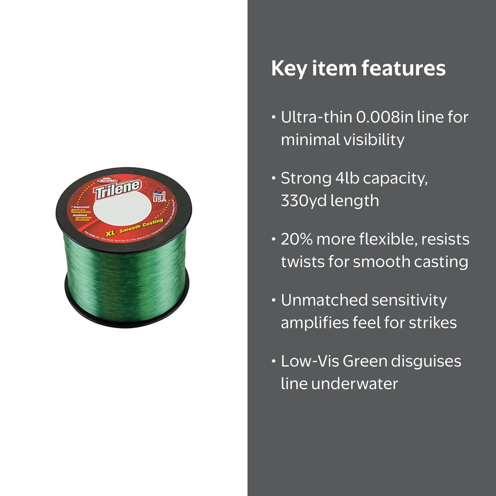 Berkley Trilene XL Monofilament Fishing Line, Low-Vis Green, 4 lb