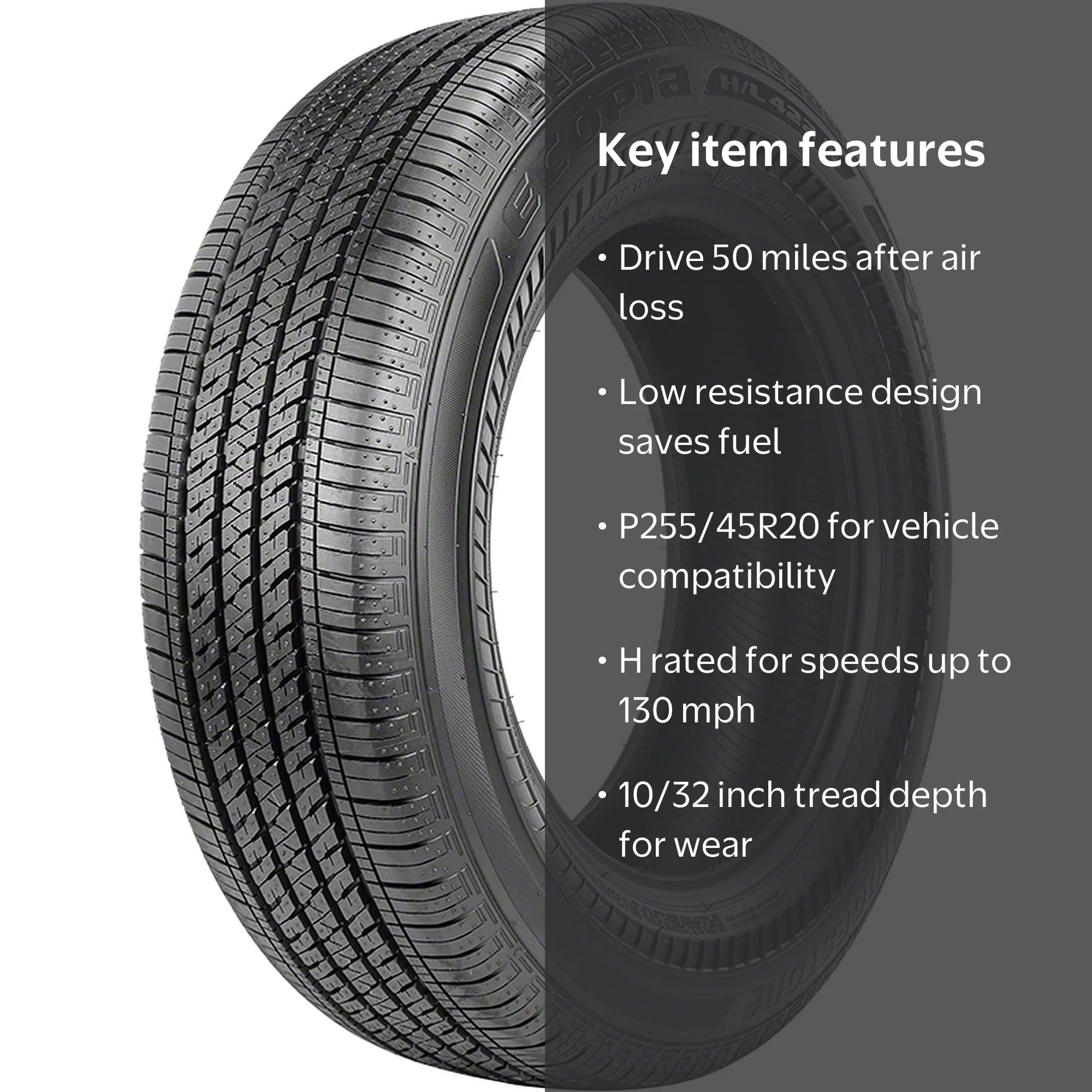Bridgestone Ecopia H/L 422 Plus RFT All-Season Passenger Tire P255