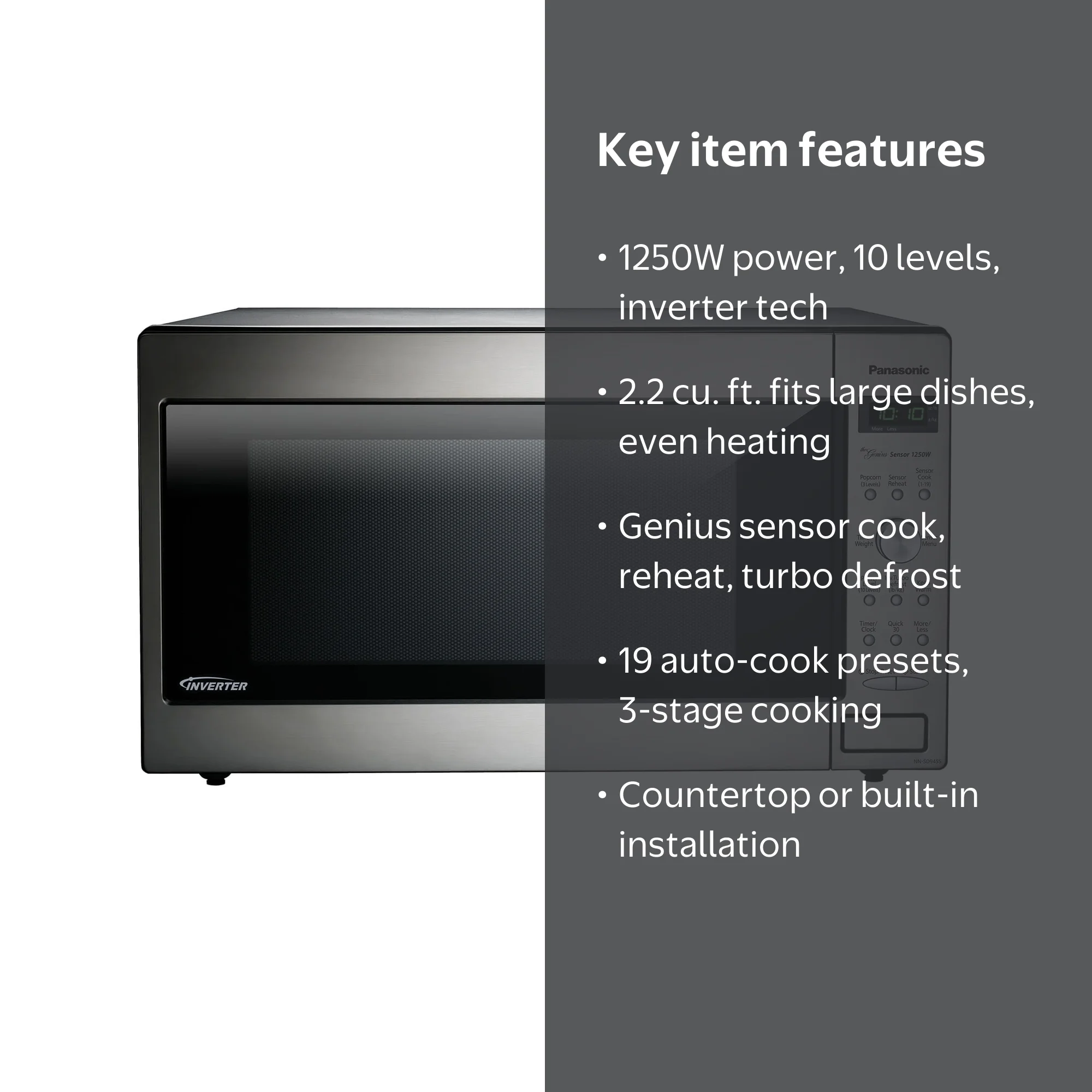 Panasonic Genius Sensor 2.2 Cu. Ft. 1250W Microwave Oven with
