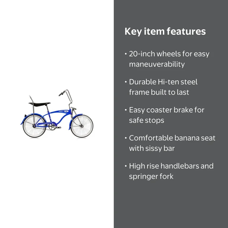 Micargi F4 Old-school Style Lowrider Bicycle, Blue with Hi-Rise