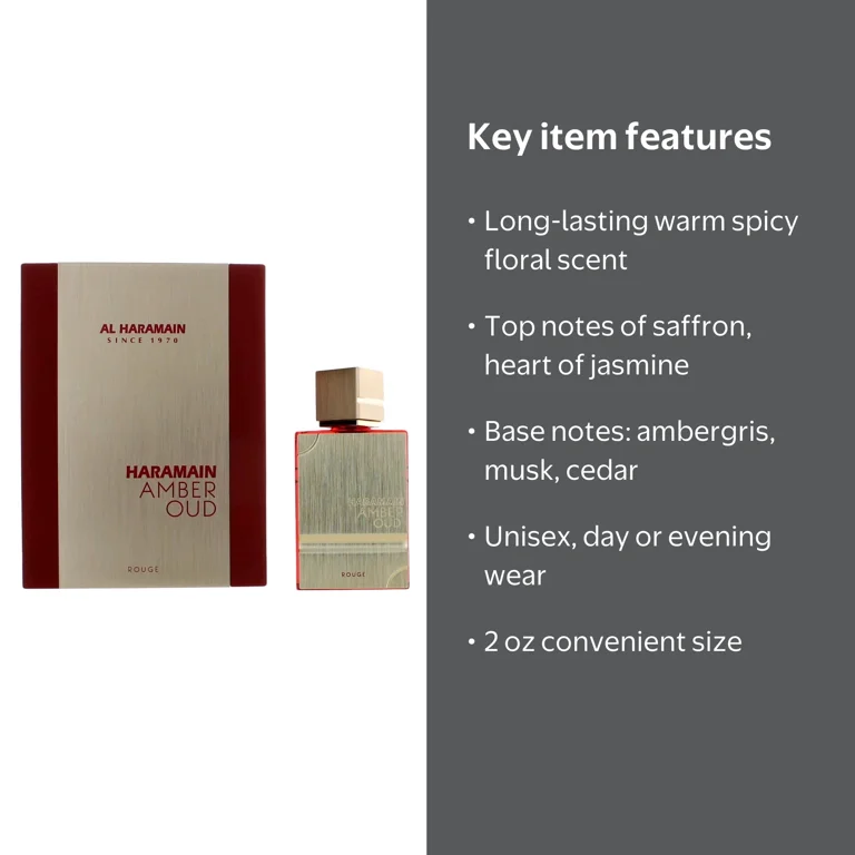 Al Haramain Amber Oud Rouge, 2.0oz Eau de Parfum Spray, Oriental