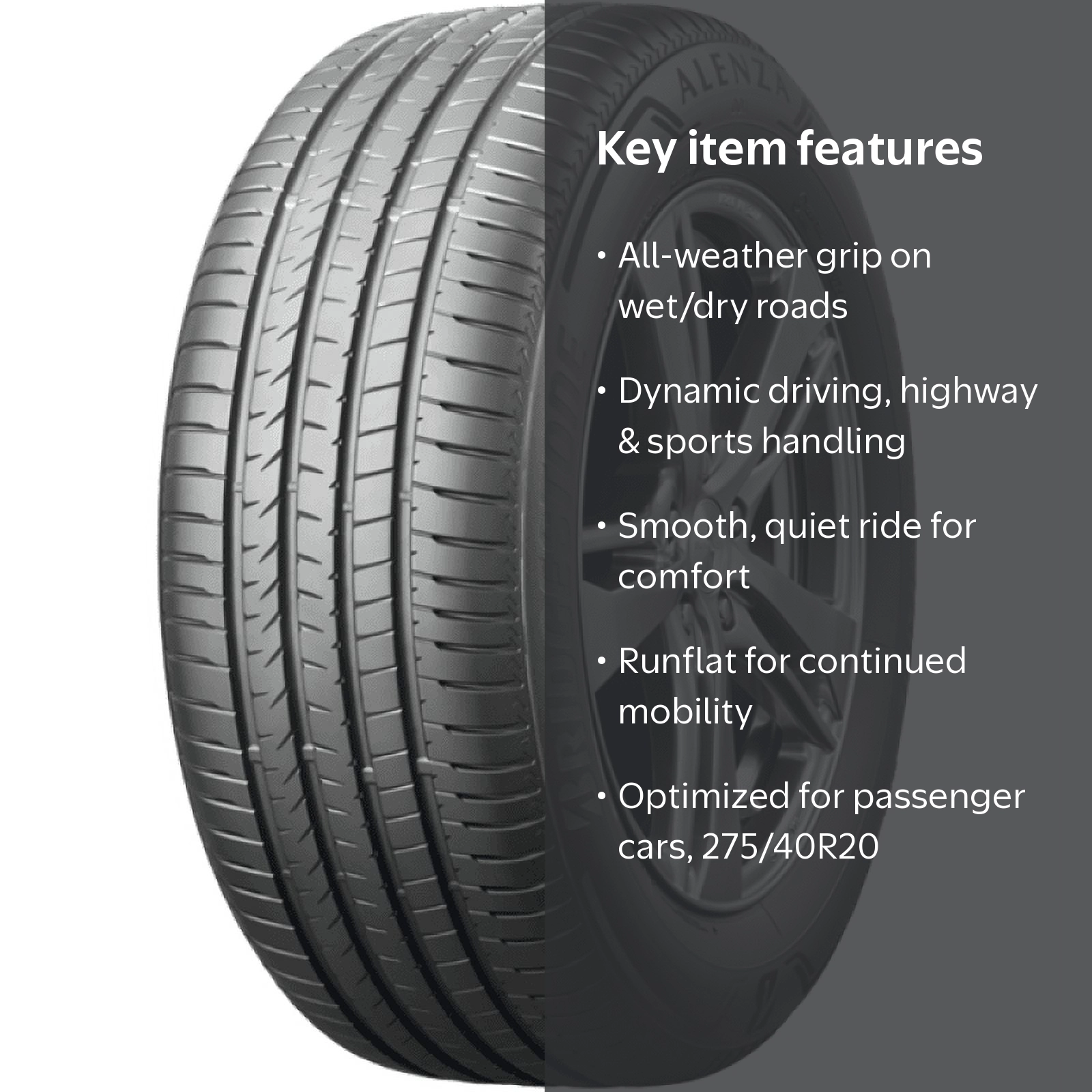 Bridgestone Alenza 001 Runflat Tire 275/40R20XL 106W BSW - Walmart.com