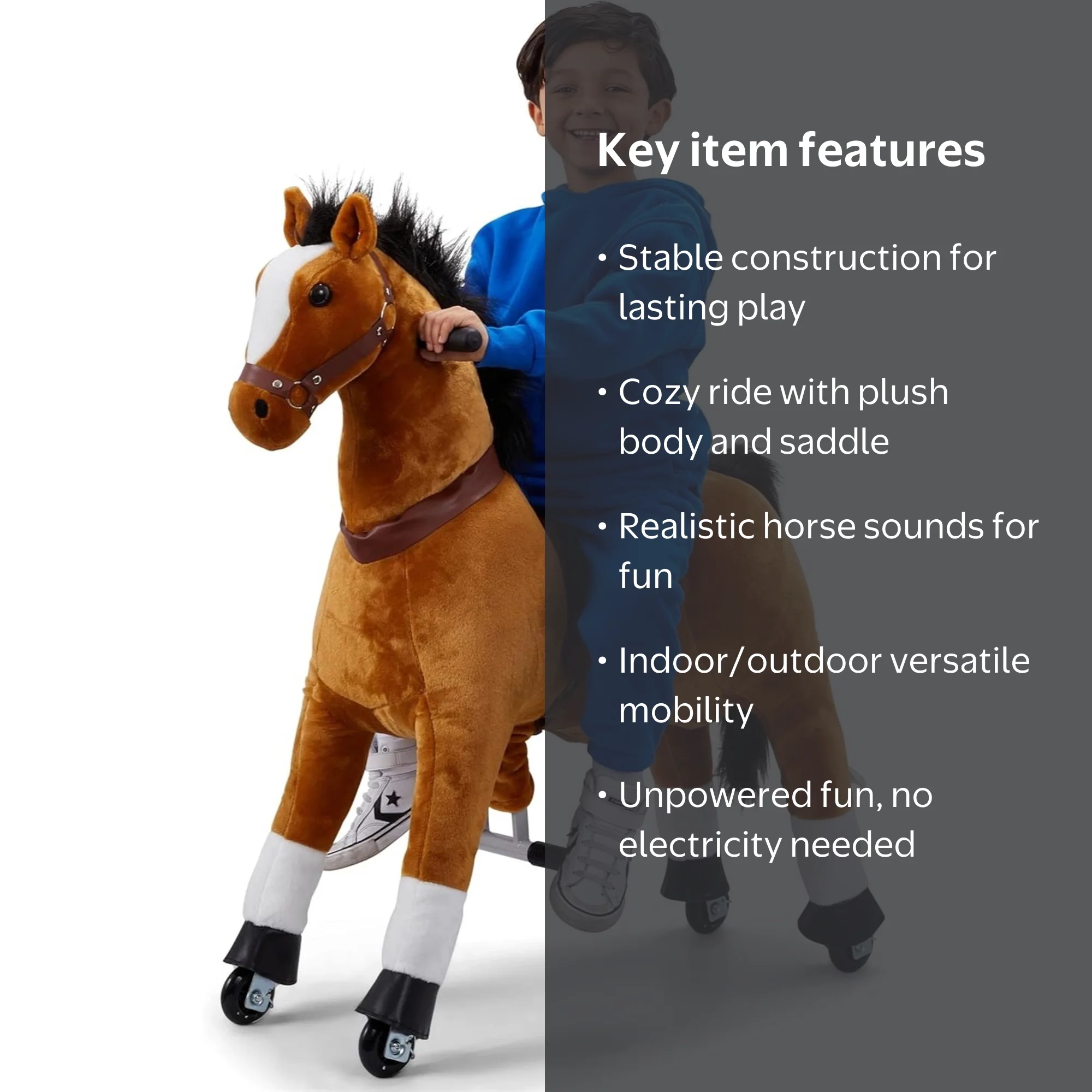Lil' Jumbl Ride-On Horse Toy with Sounds and Wheels for Kids