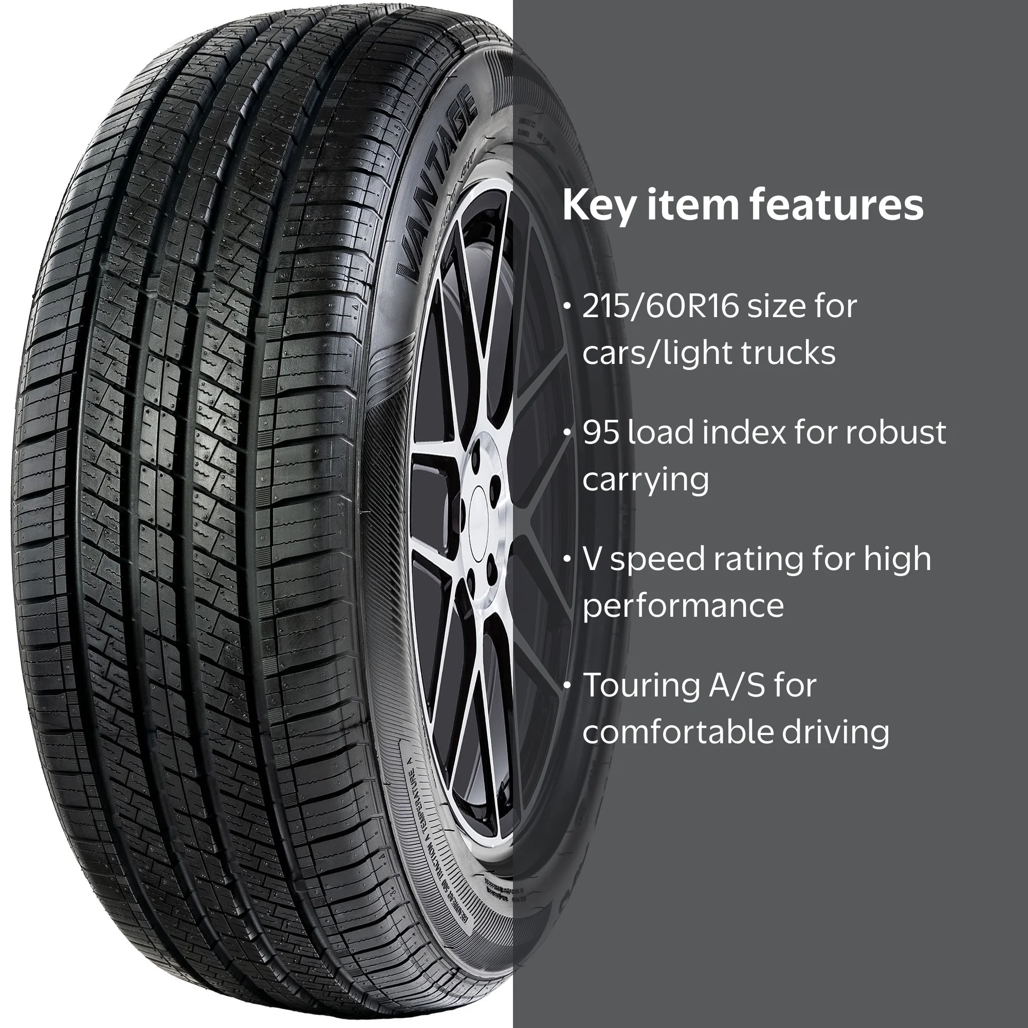 Vantage Touring A/S 215/60R16 95V BSW - Walmart.com