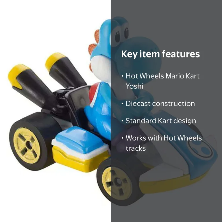 Mattel, Hot Wheels Mario Kart Diecast Car, Light-Blue Yoshi