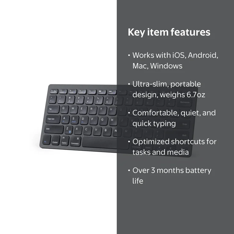 Anker Ultra Slim Profile Bluetooth Keyboard Black - Walmart.com