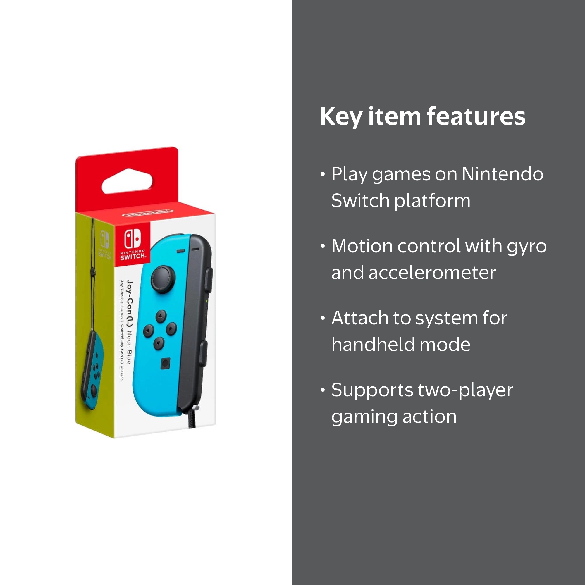 Nintendo, Joy-Con‚Ñ¢ (L), Neon Blue, for Nintendo Switch - Walmart.com