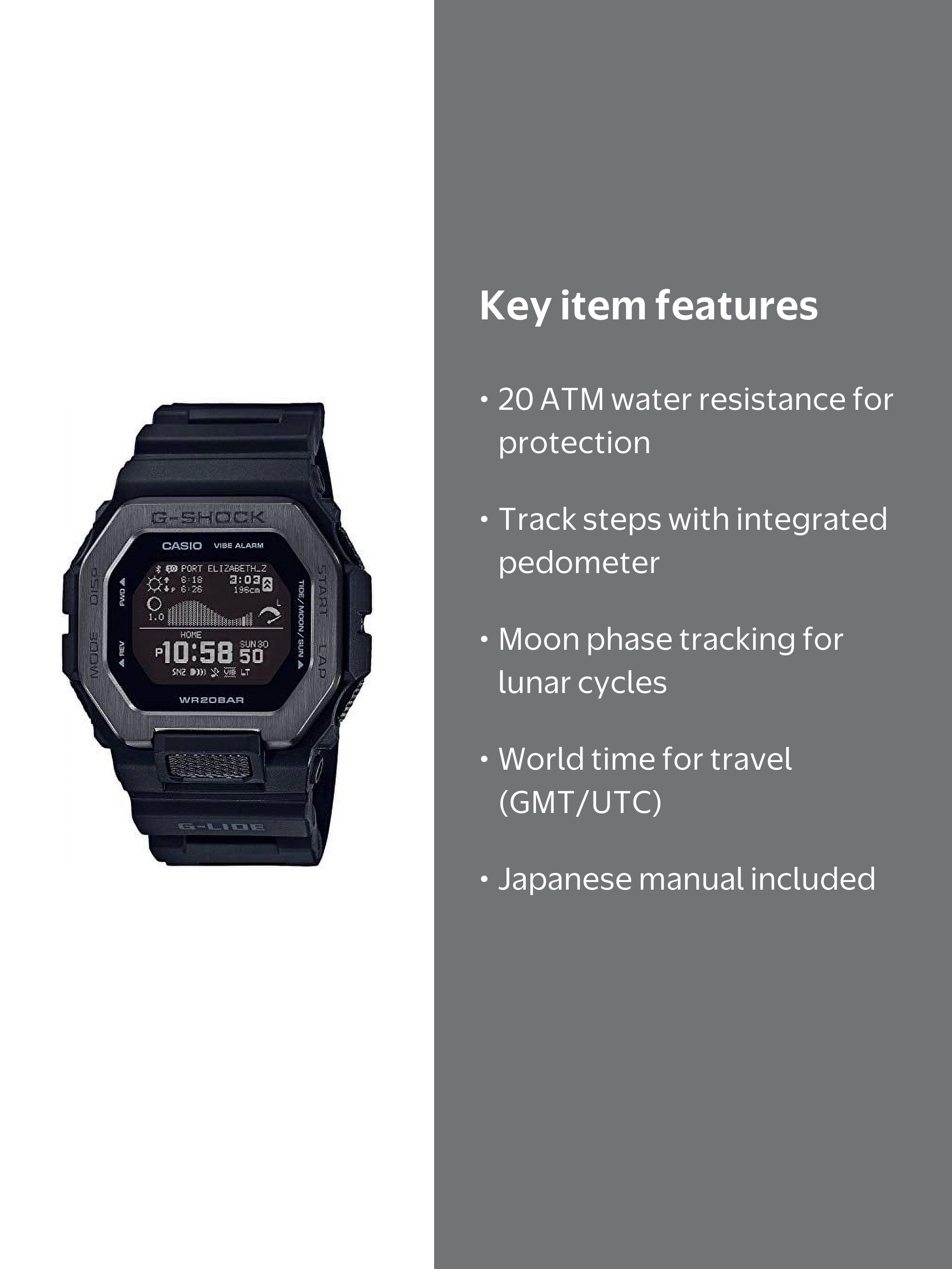 Casio G-Shock G-LIDE GBX-100NS-1JF Men's Watch, Waterproof, Black