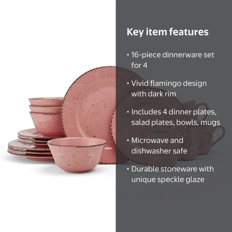 Pfaltzgraff® Flamingo Pink 16 Piece Dinnerware Set, Service for 4