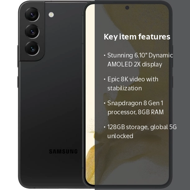 Open Box Samsung Galaxy S22 5G 128GB Factory Unlocked (Phantom