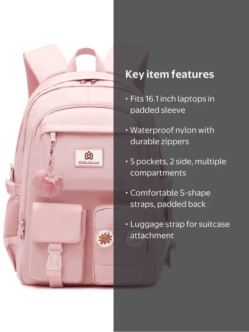 allintitle:water-proof business laptop backpack for school travel work fits Women College Bookbag: 15.6 Inch Cute Backpacks with USB Charger Waterproof Stylish Womens Computer Bag for Teachers Nurses Casual Back Pack (Pink Beige) : Electronics New Durable Unisex Travel Roll