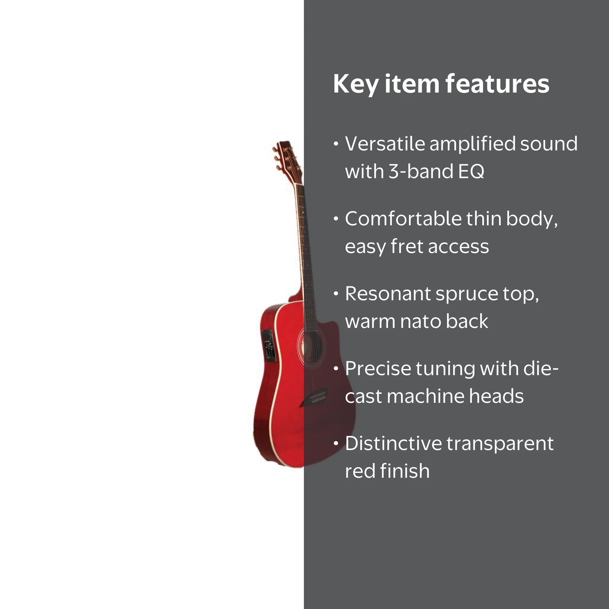 Kona K2TRD Acoustic-Electric Guitar, Dreadnought Cutaway