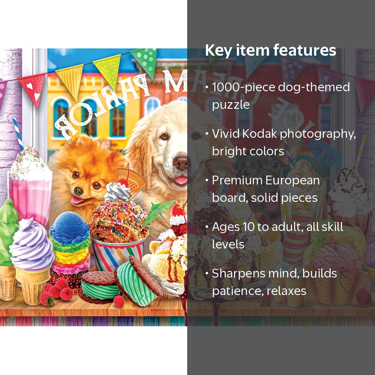 Cra-Z-Art Kodak 1000-Piece Ice Cream Parlor Pups Jigsaw Puzzle