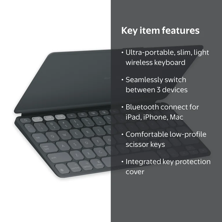 Logitech, Keys-to-GO 2 Portable Wireless Keyboard, Graphite