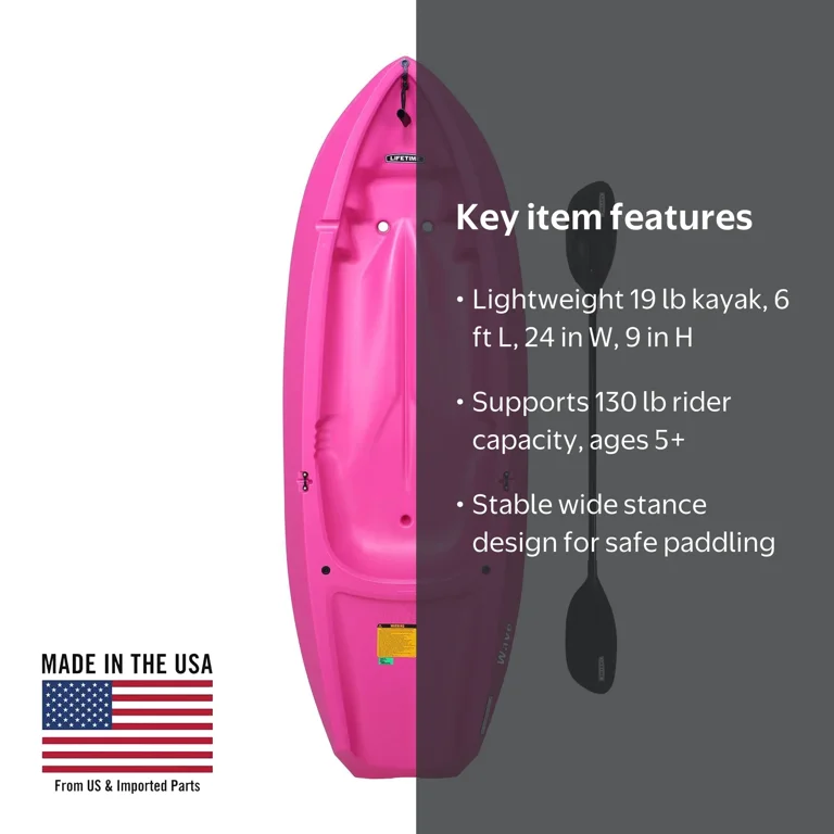 kay※ Lifetime, Youth Kayak, 6 ft Sit-On-Top Pink, with Paddle - Walmart.com