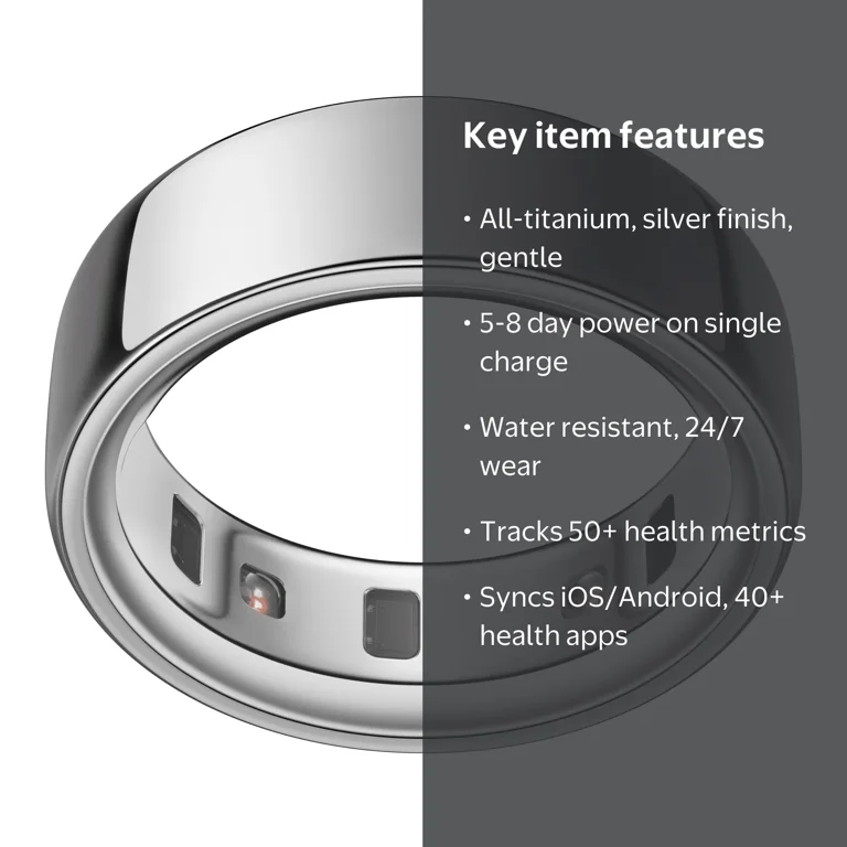 Oura Ring 4, Silver, Size 9, Smart Wearable, Sleep, Fitness