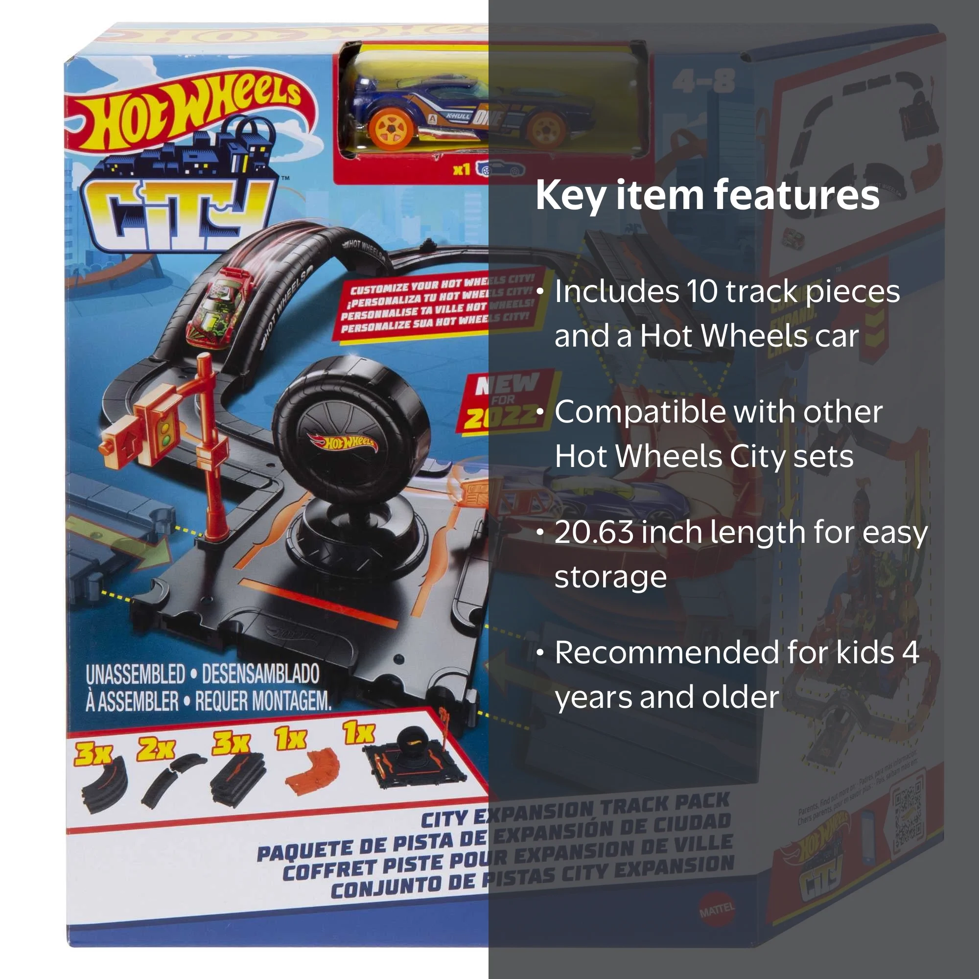 Hot Wheels City Starter Track Pack, 10 Essential Track Pieces with