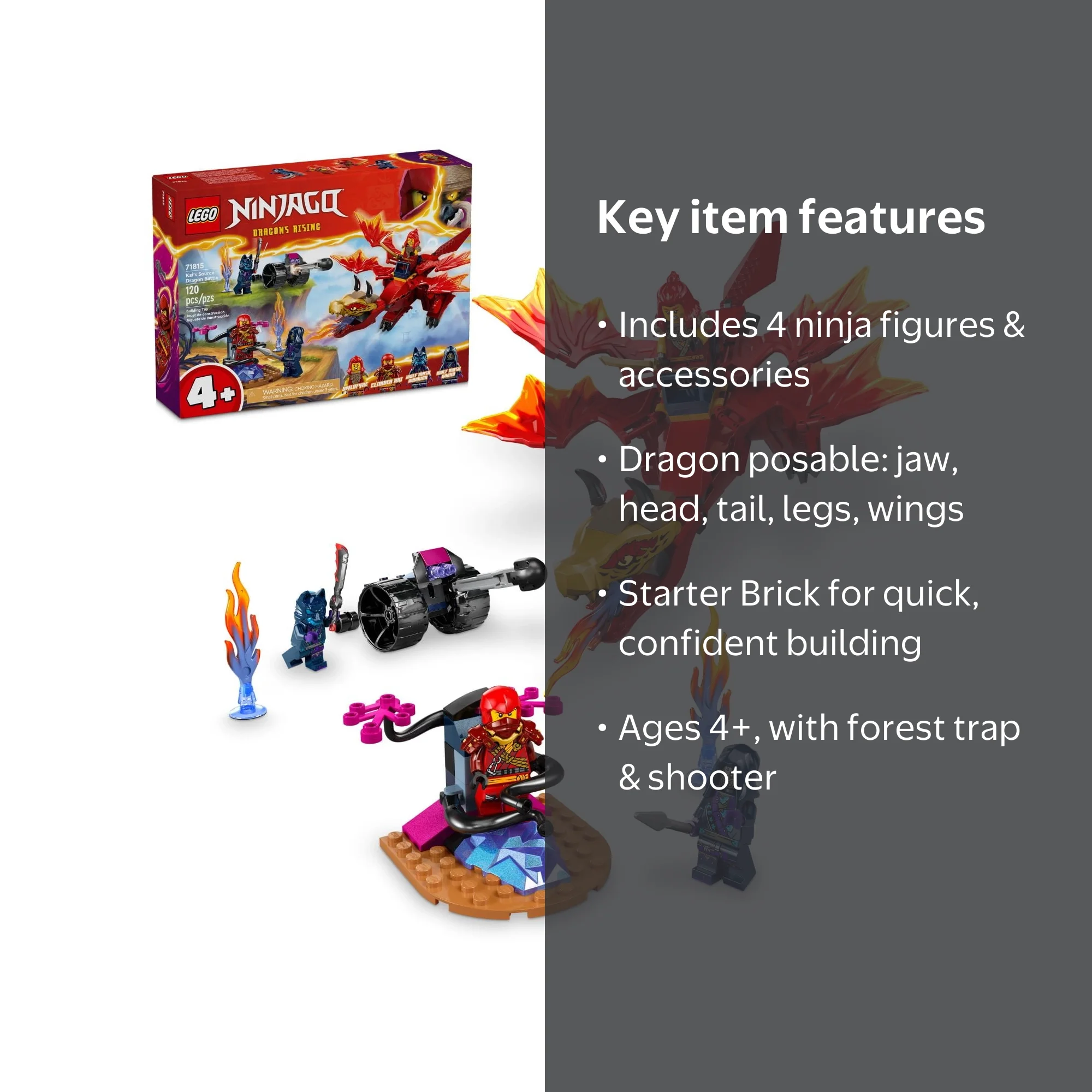 LEGO NINJAGO Kai‚Äôs Source Dragon Battle Playset with 4 Ninja