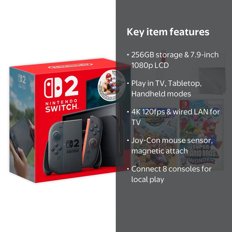 Nintendo Switch 2 Mario Kart World Bundle 256GB 7.9-Inch 1080P