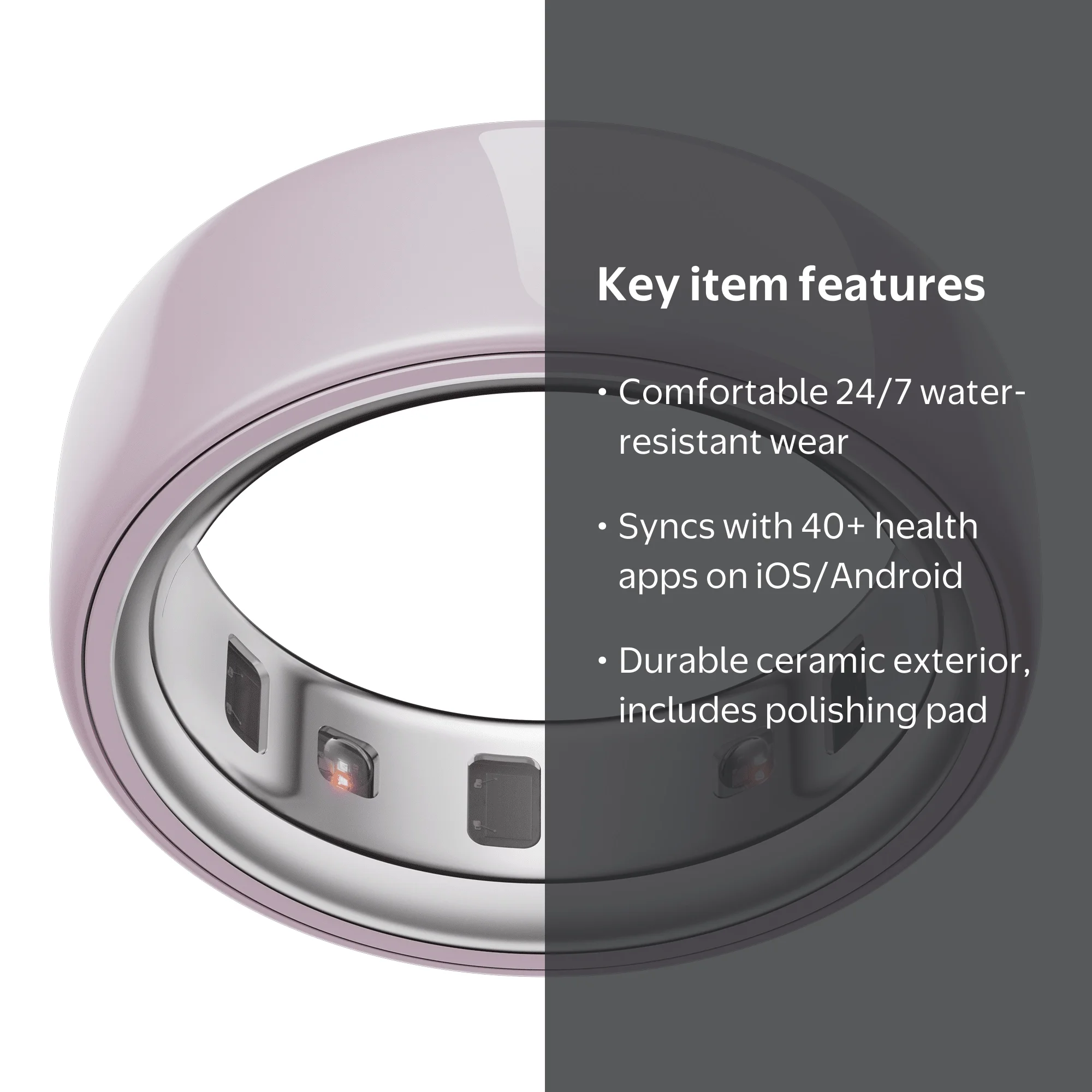 Oura Ring 4 Ceramic, Petal, Size 10, Smart Wearable, Sleep