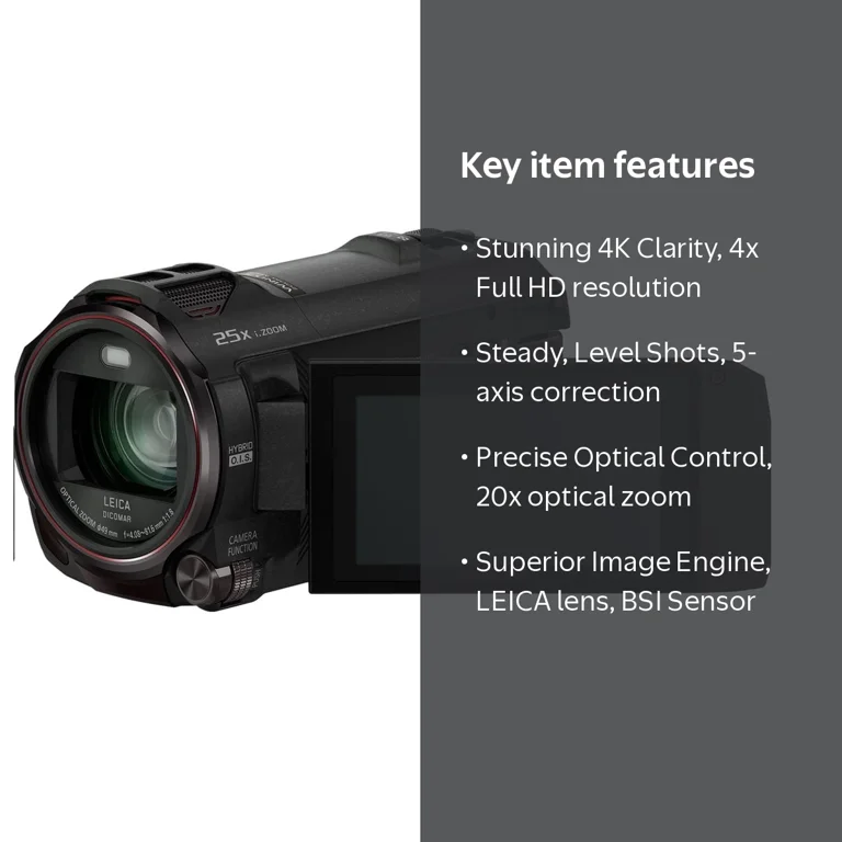 Professional Panasonic HC-VX981K 4K HD Camcorder with Wi-Fi Video