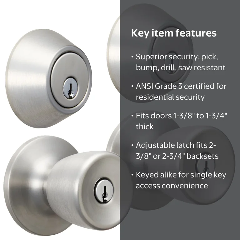 Free Shipping! Hyper Tough Keyed Entry Doorknob and Deadbolt Combo