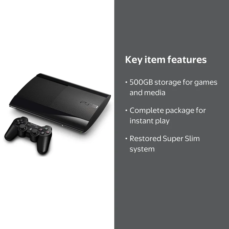 Sony, PlayStation 3 PS3 Super Slim System 500GB, Refurbished