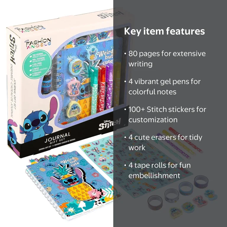 Fashion Angels, Disney Stitch Journal Gift Set, 80 Page Book, 4