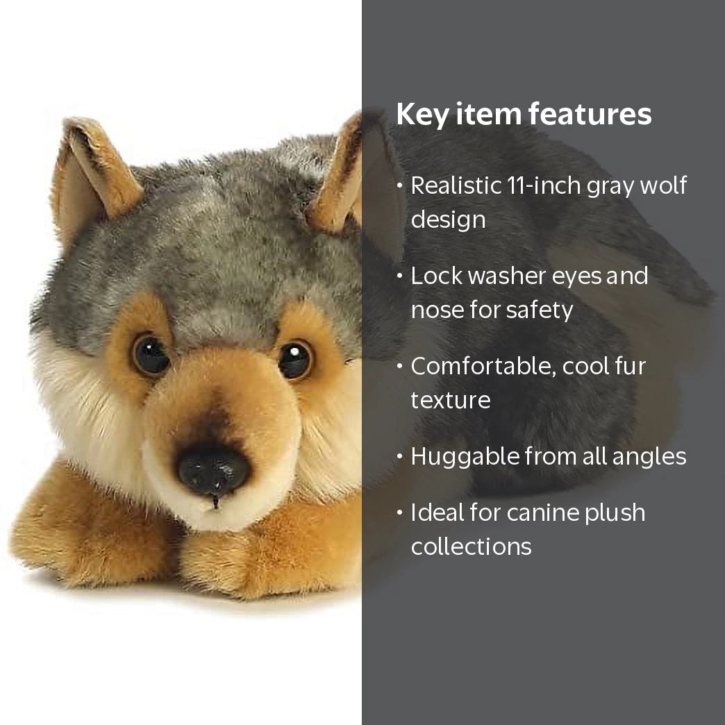 Aurora GB, Medium Gray Miyoni Wolf Stuffed Animal, 11.5