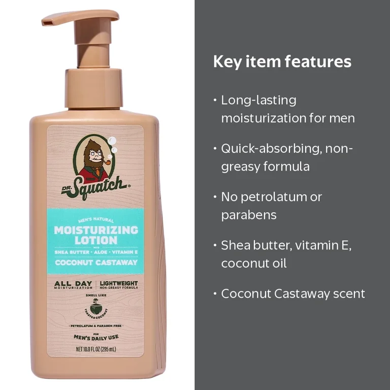 Dr. Squatch Mens Natural Body Moisturizer Lotion, Hand & Body Dr. Squatch Mens Natural Body Moisturizer Lotion, Hand & Body