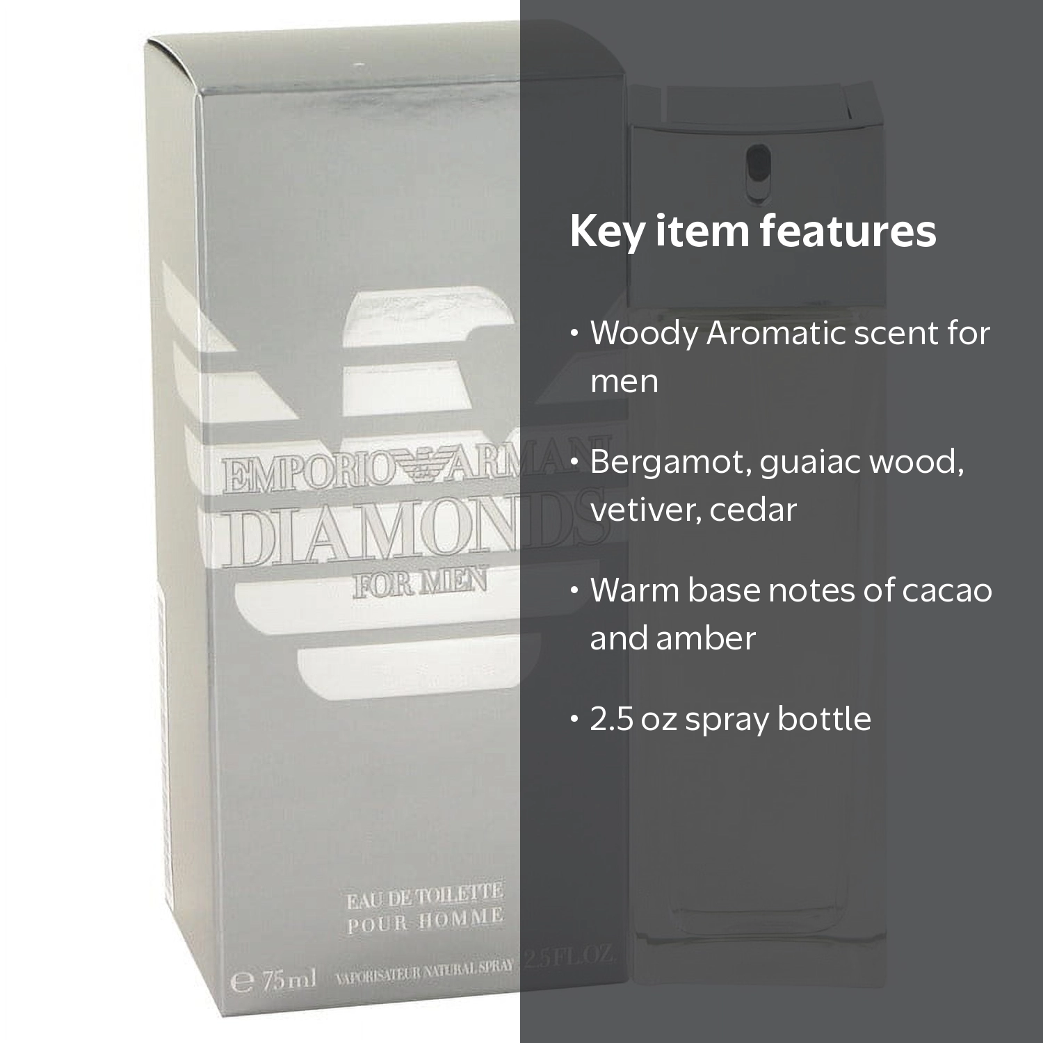 Emporio Armani Diamonds Men's EDT Spray, 2.5 oz, Woody Aromatic