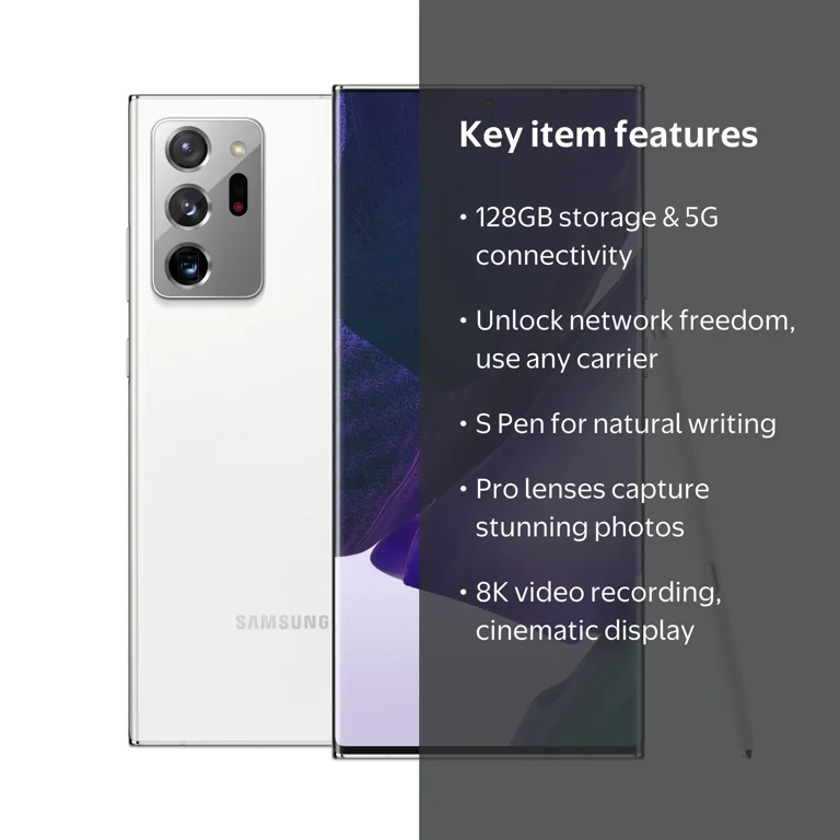 Samsung, Smartphone, Galaxy Note 20 Ultra 128GB, White - Walmart.com