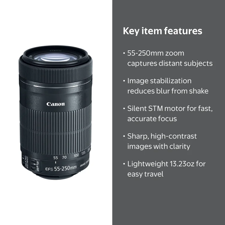 Canon EF-S 55-250mm f/4-5.6 IS STM Telephoto Zoom Lens for SLR