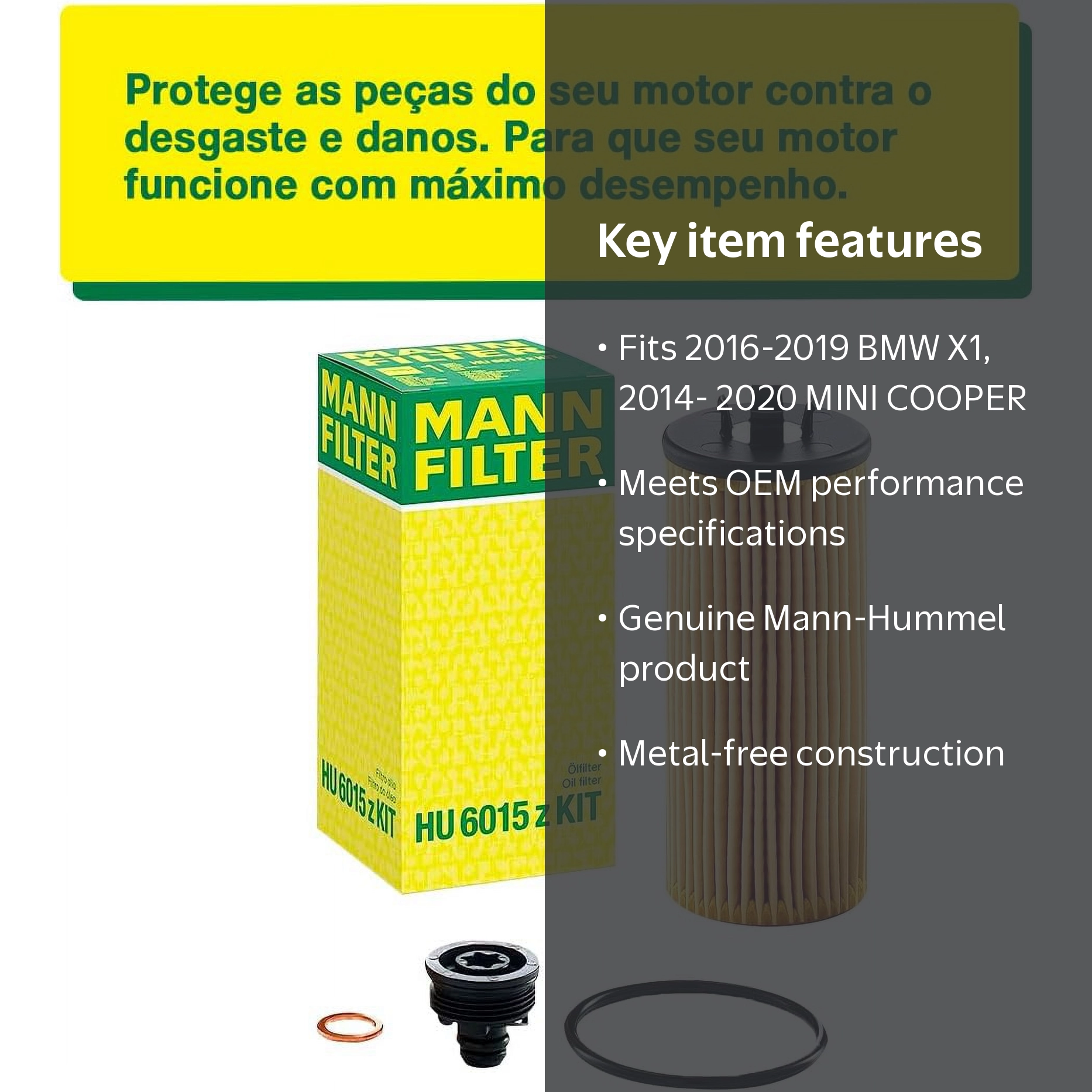 Mann-Hummel HU 6015 Z KIT - Oil Filter Element - Metal Free Fits