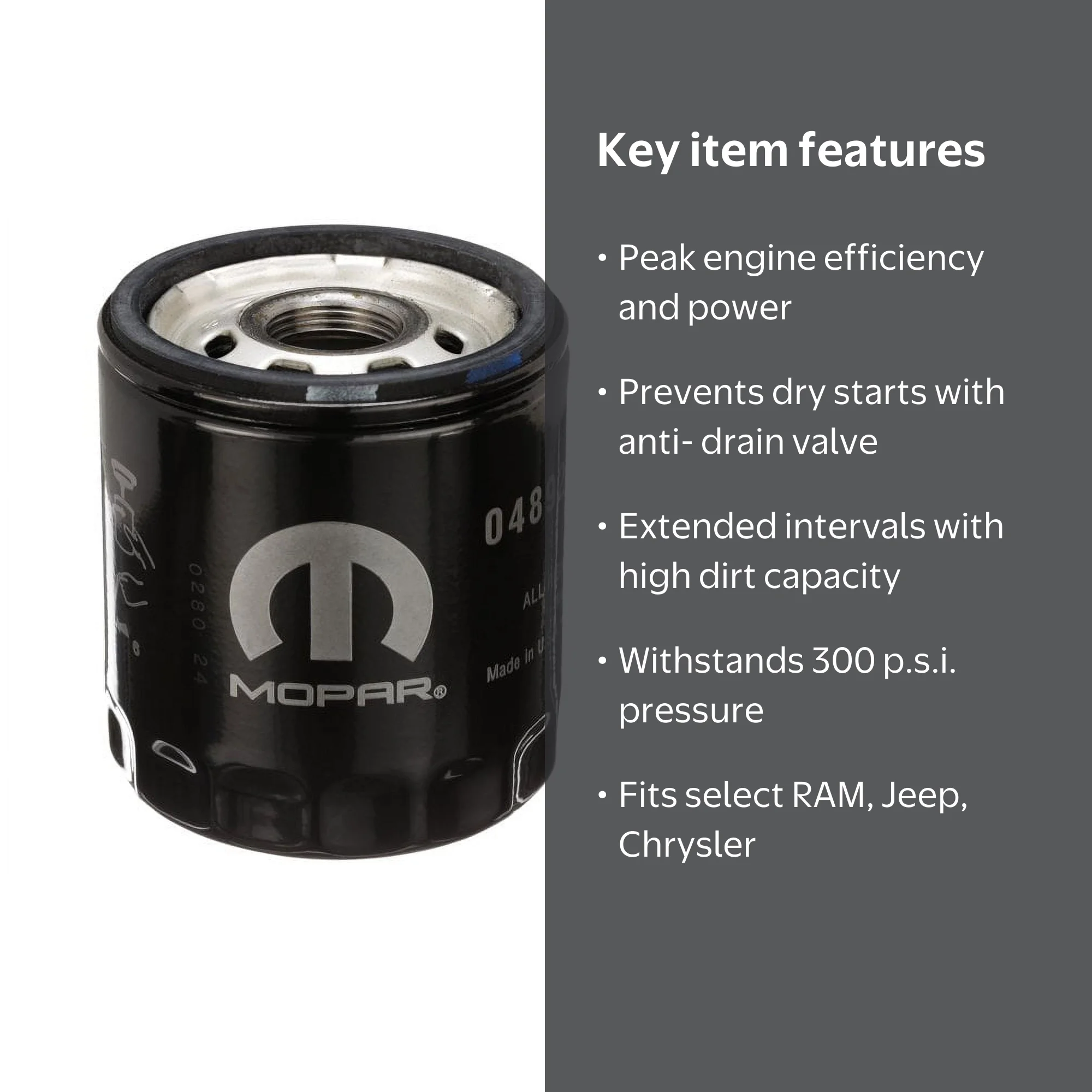 Chrysler Mopar MO-339 Oil Filter Fits select: 2013-2022 RAM 1500