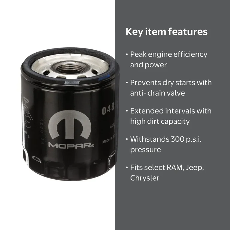 Mopar Oil Filter MO-339 for RAM 1500, JEEP COMPASS, Chrysler 200