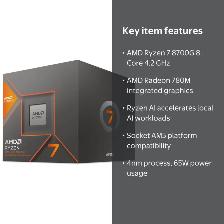 AMD, Ryzen 7 8700G Desktop Processor, 8-Core 4.2 GHz Socket AM5