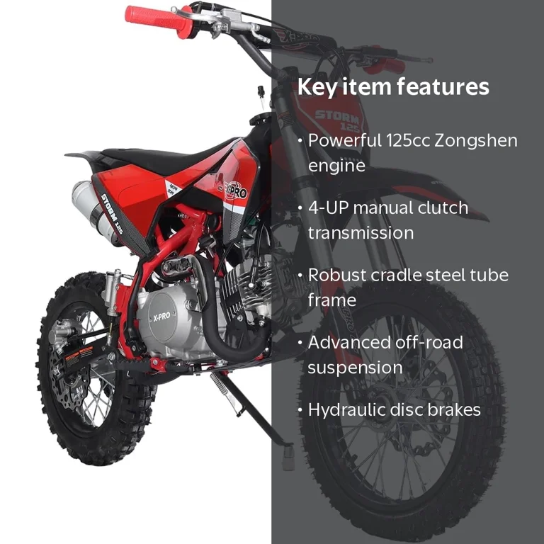 X-Pro 125cc Dirt Bike, 4-Speed Manual, Kick Start, Big 14