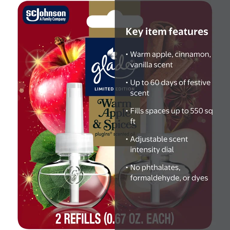 Glade, PlugIns Refills, 1.34oz., Warm Apple & Spices, 2 Count